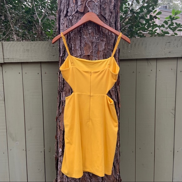 Yellow Semi-Formal Mini Cutout Dress - Picture 3 of 6